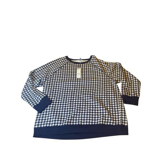 Draper James 1X Womens Natalie Sweatshirt Nassau Navy Gingham Classic Nautical - Picture 8 of 14